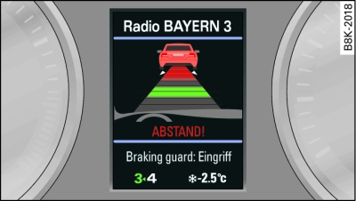 Instrument cluster: Collision warning